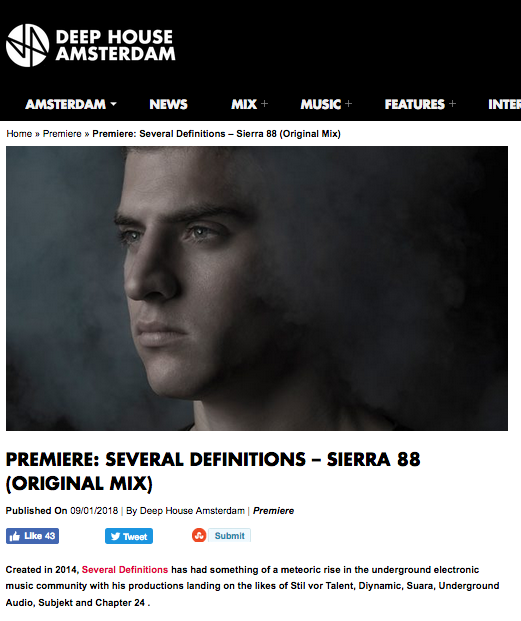Deep House Amsterdam premiered “Sierra 88” by Several Definitions